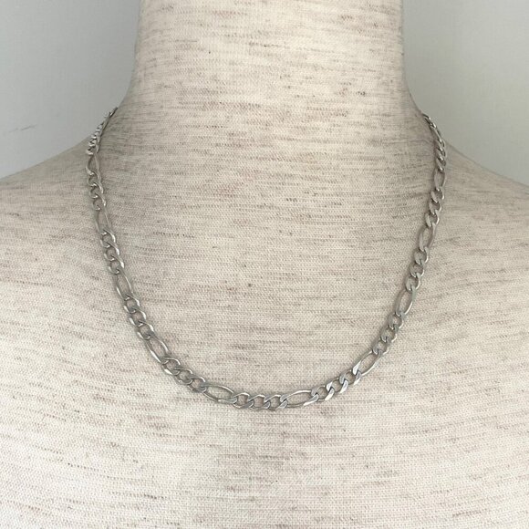 Italian Unisex Sterling Silver 925 5.5mm Figaro Chain Necklace 18" - Picture 1 of 16